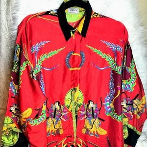 Authentic Versace Sport Warrior Silk Shirt SZ 42